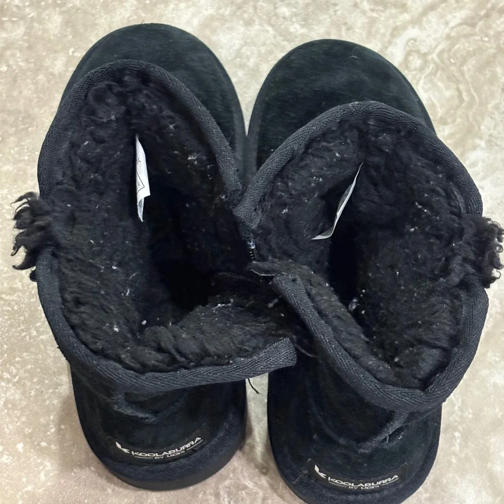 Koolaburra by UGG Victoria Black Suede Bow Short Boots Kids 13 1117810